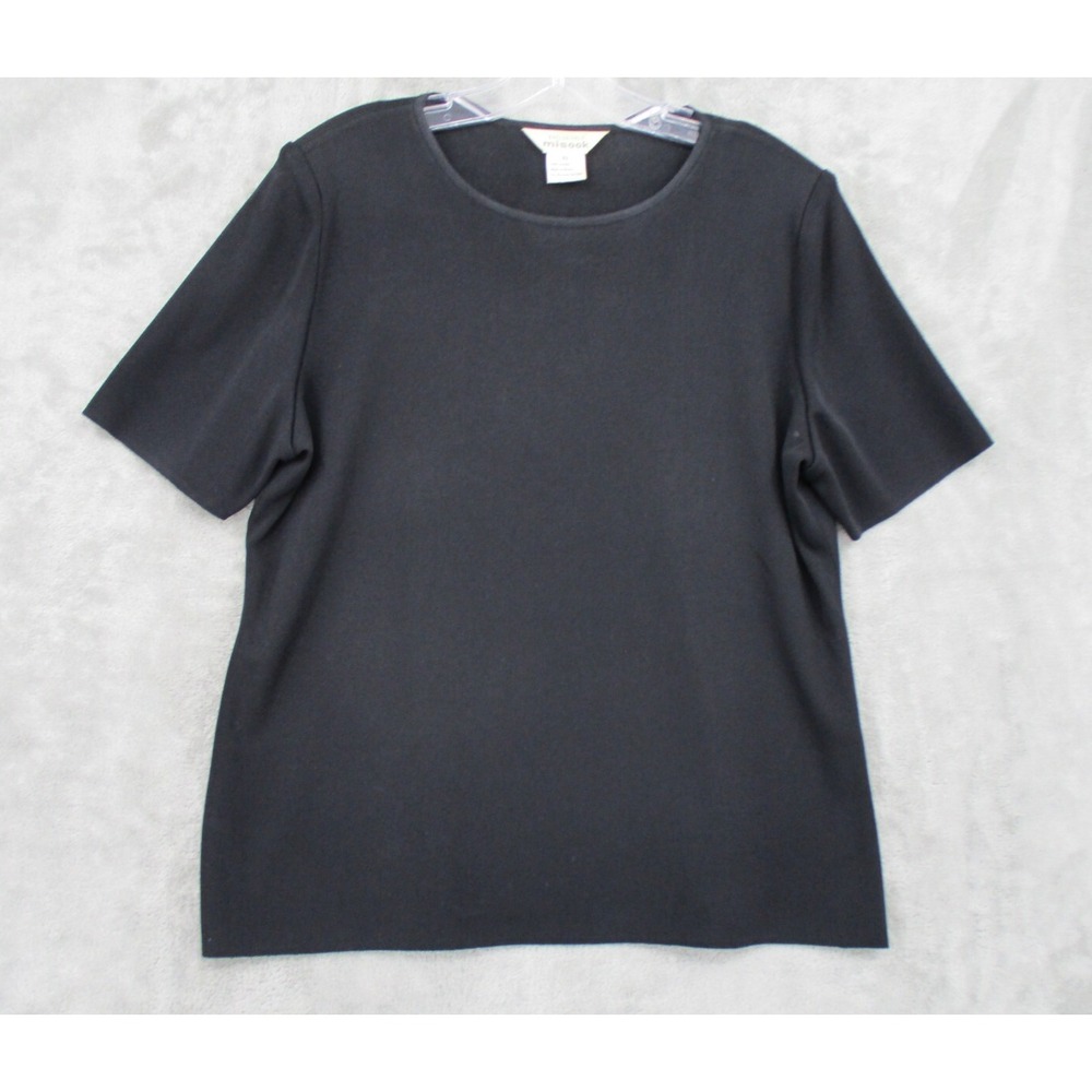 Misook Top Womens Size XL Stretch Knit Minimalist Office Career Casual Black